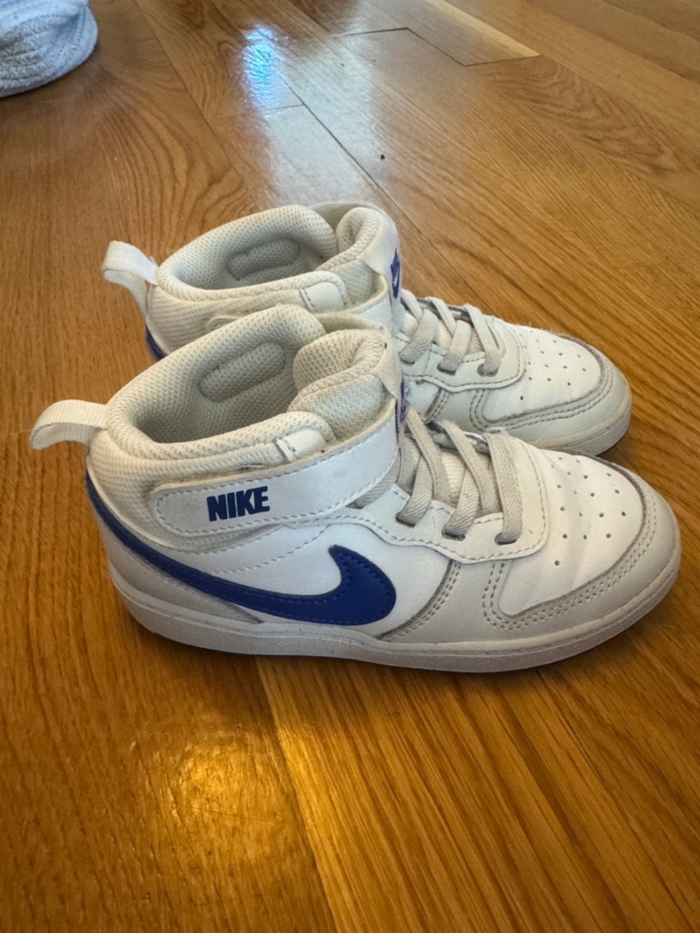 Nike Kids White and Blue Mid-Top Sneakers